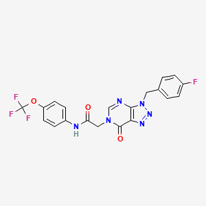 molecular formula C20H14F4N6O3 B2903103 2-(3-(4-fluorobenzyl)-7-oxo-3H-[1,2,3]triazolo[4,5-d]pyrimidin-6(7H)-yl)-N-(4-(trifluoromethoxy)phenyl)acetamide CAS No. 892472-57-0