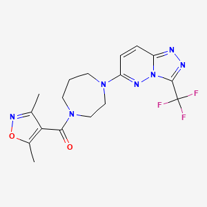molecular formula C17H18F3N7O2 B2903104 (3,5-Dimethyl-1,2-oxazol-4-yl)-[4-[3-(trifluoromethyl)-[1,2,4]triazolo[4,3-b]pyridazin-6-yl]-1,4-diazepan-1-yl]methanone CAS No. 2380174-24-1