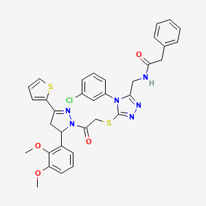 N-[[4-(3-chlorophenyl)-5-[2-[3-(2,3-dimethoxyphenyl)-5-thiophen-2-yl-3,4-dihydropyrazol-2-yl]-2-oxoethyl]sulfanyl-1,2,4-triazol-3-yl]methyl]-2-phenylacetamide