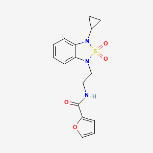 molecular formula C16H17N3O4S B2903112 N-[2-(3-cyclopropyl-2,2-dioxo-1,3-dihydro-2lambda6,1,3-benzothiadiazol-1-yl)ethyl]furan-2-carboxamide CAS No. 2097926-83-3