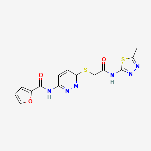 molecular formula C14H12N6O3S2 B2903119 N-(6-((2-((5-methyl-1,3,4-thiadiazol-2-yl)amino)-2-oxoethyl)thio)pyridazin-3-yl)furan-2-carboxamide CAS No. 1021107-05-0