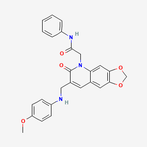 2-(7-(((4-methoxyphenyl)amino)methyl)-6-oxo-[1,3]dioxolo[4,5-g]quinolin-5(6H)-yl)-N-phenylacetamide