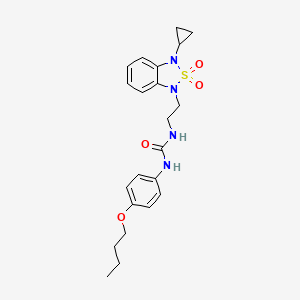 molecular formula C22H28N4O4S B2903129 1-(4-Butoxyphenyl)-3-[2-(3-cyclopropyl-2,2-dioxo-1,3-dihydro-2lambda6,1,3-benzothiadiazol-1-yl)ethyl]urea CAS No. 2097924-57-5