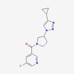 molecular formula C15H16FN5O B2903131 (3-(4-cyclopropyl-1H-1,2,3-triazol-1-yl)pyrrolidin-1-yl)(5-fluoropyridin-3-yl)methanone CAS No. 2034294-01-2