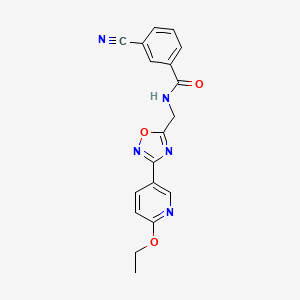 molecular formula C18H15N5O3 B2903134 3-cyano-N-((3-(6-ethoxypyridin-3-yl)-1,2,4-oxadiazol-5-yl)methyl)benzamide CAS No. 2034453-14-8
