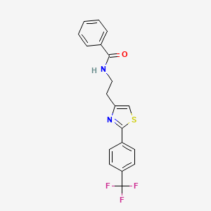 molecular formula C19H15F3N2OS B2903137 N-(2-(2-(4-(trifluoromethyl)phenyl)thiazol-4-yl)ethyl)benzamide CAS No. 896679-26-8