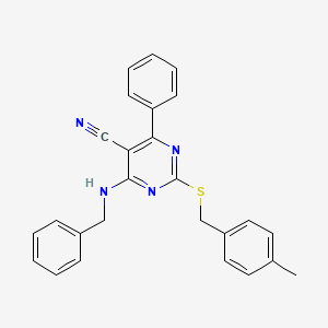 4-(Benzylamino)-2-[(4-methylbenzyl)sulfanyl]-6-phenyl-5-pyrimidinecarbonitrile