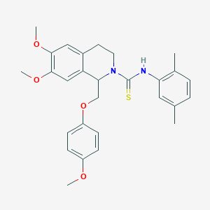 N-(2,5-dimethylphenyl)-6,7-dimethoxy-1-((4-methoxyphenoxy)methyl)-3,4-dihydroisoquinoline-2(1H)-carbothioamide