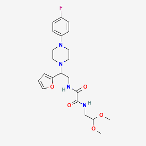 molecular formula C22H29FN4O5 B2903201 N1-(2,2-dimethoxyethyl)-N2-(2-(4-(4-fluorophenyl)piperazin-1-yl)-2-(furan-2-yl)ethyl)oxalamide CAS No. 877632-29-6