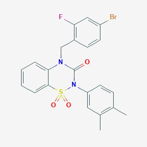 molecular formula C22H18BrFN2O3S B2903202 4-(4-bromo-2-fluorobenzyl)-2-(3,4-dimethylphenyl)-2H-1,2,4-benzothiadiazin-3(4H)-one 1,1-dioxide CAS No. 893789-37-2