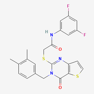 molecular formula C23H19F2N3O2S2 B2903206 N-(3,5-difluorophenyl)-2-{[3-(3,4-dimethylbenzyl)-4-oxo-3,4-dihydrothieno[3,2-d]pyrimidin-2-yl]sulfanyl}acetamide CAS No. 1252928-22-5