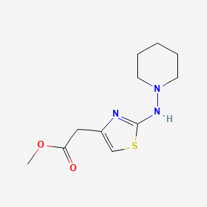 molecular formula C11H17N3O2S B2903207 Methyl 2-{2-[(piperidin-1-yl)amino]-1,3-thiazol-4-yl}acetate CAS No. 1553451-61-8