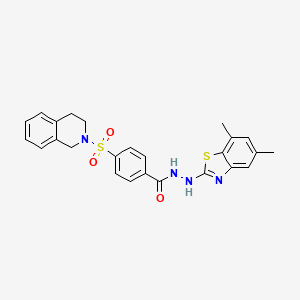 molecular formula C25H24N4O3S2 B2903214 4-((3,4-dihydroisoquinolin-2(1H)-yl)sulfonyl)-N'-(5,7-dimethylbenzo[d]thiazol-2-yl)benzohydrazide CAS No. 851987-60-5