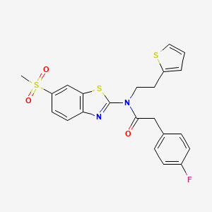 2-(4-fluorophenyl)-N-(6-(methylsulfonyl)benzo[d]thiazol-2-yl)-N-(2-(thiophen-2-yl)ethyl)acetamide