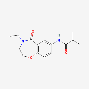 molecular formula C15H20N2O3 B2903228 N-(4-ethyl-5-oxo-2,3,4,5-tetrahydrobenzo[f][1,4]oxazepin-7-yl)isobutyramide CAS No. 922055-13-8