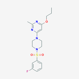 molecular formula C18H23FN4O3S B2903238 4-(4-((3-Fluorophenyl)sulfonyl)piperazin-1-yl)-2-methyl-6-propoxypyrimidine CAS No. 946233-16-5