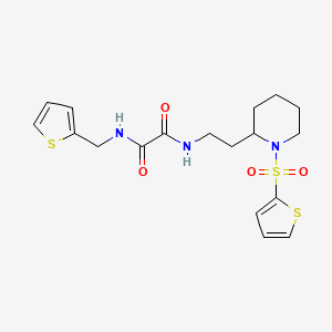 molecular formula C18H23N3O4S3 B2903247 N1-(thiophen-2-ylmethyl)-N2-(2-(1-(thiophen-2-ylsulfonyl)piperidin-2-yl)ethyl)oxalamide CAS No. 898415-99-1