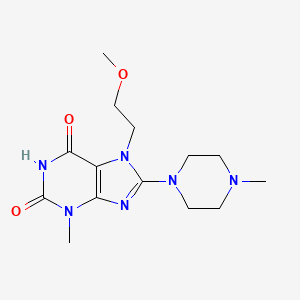 molecular formula C14H22N6O3 B2903249 7-(2-methoxyethyl)-3-methyl-8-(4-methylpiperazin-1-yl)-2,3,6,7-tetrahydro-1H-purine-2,6-dione CAS No. 330202-50-1
