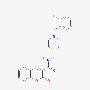 molecular formula C24H26N2O3S B2903263 N-((1-(2-(methylthio)benzyl)piperidin-4-yl)methyl)-2-oxo-2H-chromene-3-carboxamide CAS No. 1235357-92-2