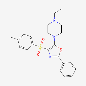 molecular formula C22H25N3O3S B2903265 1-Ethyl-4-[4-(4-methylbenzenesulfonyl)-2-phenyl-1,3-oxazol-5-yl]piperazine CAS No. 377766-06-8