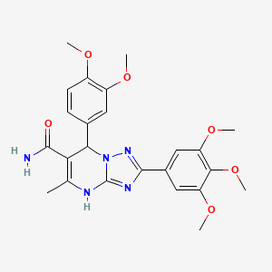 molecular formula C24H27N5O6 B2903280 7-(3,4-Dimethoxyphenyl)-5-methyl-2-(3,4,5-trimethoxyphenyl)-4,7-dihydro-[1,2,4]triazolo[1,5-a]pyrimidine-6-carboxamide CAS No. 538320-29-5