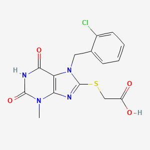 molecular formula C15H13ClN4O4S B2903282 2-((7-(2-chlorobenzyl)-3-methyl-2,6-dioxo-2,3,6,7-tetrahydro-1H-purin-8-yl)thio)acetic acid CAS No. 313479-81-1