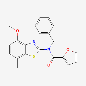 molecular formula C21H18N2O3S B2903297 N-benzyl-N-(4-methoxy-7-methylbenzo[d]thiazol-2-yl)furan-2-carboxamide CAS No. 899735-12-7