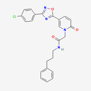 molecular formula C24H21ClN4O3 B2903307 N-{2-[4-(5-chloro-2-methylphenyl)piperazin-1-yl]ethyl}-3-(3,5-dimethyl-1-benzofuran-2-yl)-1,2,4-oxadiazole-5-carboxamide CAS No. 1113106-50-5