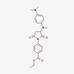 B2903310 Ethyl 4-(3-{[4-(dimethylamino)phenyl]amino}-2,5-dioxopyrrolidin-1-yl)benzoate CAS No. 1009524-59-7