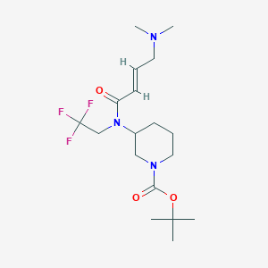 molecular formula C18H30F3N3O3 B2903316 Tert-butyl 3-[[(E)-4-(dimethylamino)but-2-enoyl]-(2,2,2-trifluoroethyl)amino]piperidine-1-carboxylate CAS No. 2411324-61-1