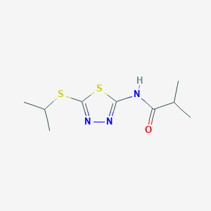 molecular formula C9H15N3OS2 B2903318 N-(5-(isopropylthio)-1,3,4-thiadiazol-2-yl)isobutyramide CAS No. 393564-95-9