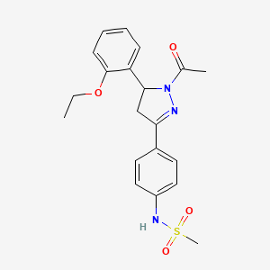 molecular formula C20H23N3O4S B2903325 N-(4-(1-acetyl-5-(2-ethoxyphenyl)-4,5-dihydro-1H-pyrazol-3-yl)phenyl)methanesulfonamide CAS No. 852140-98-8