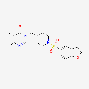 molecular formula C20H25N3O4S B2903326 3-{[1-(2,3-Dihydro-1-benzofuran-5-sulfonyl)piperidin-4-yl]methyl}-5,6-dimethyl-3,4-dihydropyrimidin-4-one CAS No. 2199187-89-6