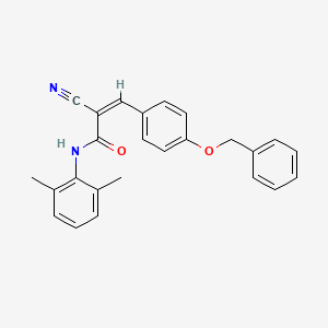 molecular formula C25H22N2O2 B2903327 (Z)-2-Cyano-N-(2,6-dimethylphenyl)-3-(4-phenylmethoxyphenyl)prop-2-enamide CAS No. 444173-30-2