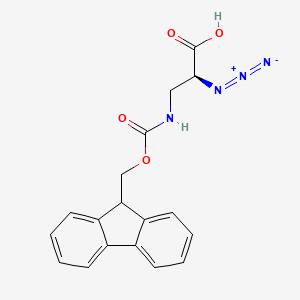 molecular formula C18H16N4O4 B2903342 2-Azido-3-(9-fluorenylmethyloxycarbonyl)amino-propanoic acid (s) CAS No. 880637-82-1