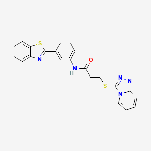 molecular formula C22H17N5OS2 B2903352 3-([1,2,4]triazolo[4,3-a]pyridin-3-ylthio)-N-(3-(benzo[d]thiazol-2-yl)phenyl)propanamide CAS No. 690271-46-6