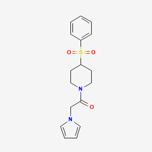 molecular formula C17H20N2O3S B2903353 1-(4-(phenylsulfonyl)piperidin-1-yl)-2-(1H-pyrrol-1-yl)ethanone CAS No. 1797835-95-0
