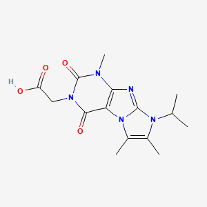 molecular formula C15H19N5O4 B2903354 2-(8-isopropyl-1,6,7-trimethyl-2,4-dioxo-1,2,4,8-tetrahydro-3H-imidazo[2,1-f]purin-3-yl)acetic acid CAS No. 929846-90-2