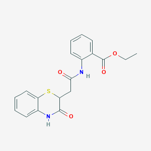 molecular formula C19H18N2O4S B2903359 ethyl 2-[[2-(3-oxo-4H-1,4-benzothiazin-2-yl)acetyl]amino]benzoate CAS No. 367908-44-9