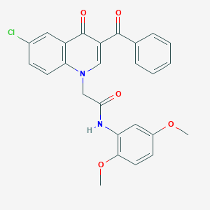 molecular formula C26H21ClN2O5 B2903366 2-(3-benzoyl-6-chloro-4-oxoquinolin-1(4H)-yl)-N-(2,5-dimethoxyphenyl)acetamide CAS No. 895653-82-4