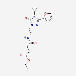 ethyl 4-((2-(4-cyclopropyl-3-(furan-2-yl)-5-oxo-4,5-dihydro-1H-1,2,4-triazol-1-yl)ethyl)amino)-4-oxobutanoate