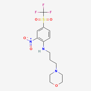 molecular formula C14H18F3N3O5S B2903385 N-(3-morpholinopropyl)-2-nitro-4-((trifluoromethyl)sulfonyl)aniline CAS No. 899942-18-8