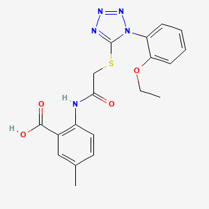 molecular formula C19H19N5O4S B2903390 2-[[2-[1-(2-Ethoxyphenyl)tetrazol-5-yl]sulfanylacetyl]amino]-5-methylbenzoic acid CAS No. 941956-38-3