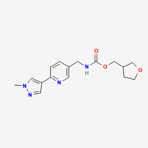 molecular formula C16H20N4O3 B2903391 (tetrahydrofuran-3-yl)methyl ((6-(1-methyl-1H-pyrazol-4-yl)pyridin-3-yl)methyl)carbamate CAS No. 2034609-25-9