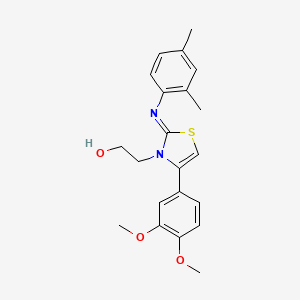 molecular formula C21H24N2O3S B2903392 (Z)-2-(4-(3,4-dimethoxyphenyl)-2-((2,4-dimethylphenyl)imino)thiazol-3(2H)-yl)ethanol CAS No. 915189-35-4