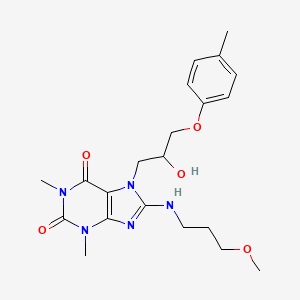 molecular formula C21H29N5O5 B2903396 7-(2-hydroxy-3-(p-tolyloxy)propyl)-8-((3-methoxypropyl)amino)-1,3-dimethyl-1H-purine-2,6(3H,7H)-dione CAS No. 941885-91-2