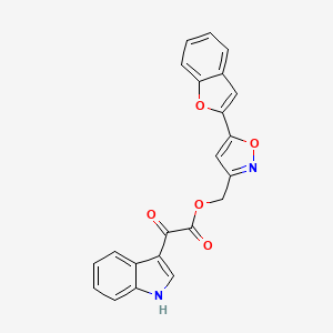 molecular formula C22H14N2O5 B2903413 (5-(benzofuran-2-yl)isoxazol-3-yl)methyl 2-(1H-indol-3-yl)-2-oxoacetate CAS No. 1105203-30-2