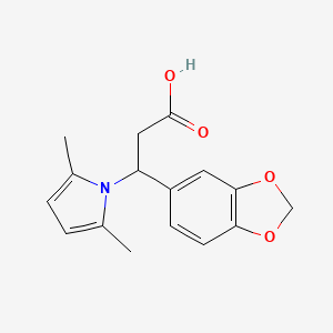 molecular formula C16H17NO4 B2903417 3-(1,3-benzodioxol-5-yl)-3-(2,5-dimethyl-1H-pyrrol-1-yl)propanoic acid CAS No. 866019-38-7