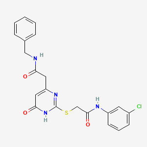molecular formula C21H19ClN4O3S B2903420 N-benzyl-2-(2-((2-((3-chlorophenyl)amino)-2-oxoethyl)thio)-6-oxo-1,6-dihydropyrimidin-4-yl)acetamide CAS No. 1105217-66-0