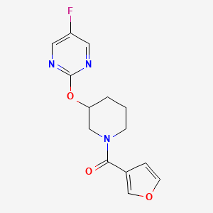 molecular formula C14H14FN3O3 B2903422 (3-((5-Fluoropyrimidin-2-yl)oxy)piperidin-1-yl)(furan-3-yl)methanone CAS No. 2034577-53-0